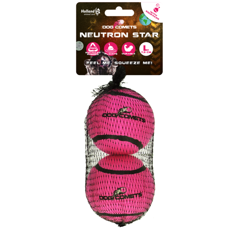 Balle de tennis Dog Comets Neutron Star avec couineur, taille L, rose (lot de 2)