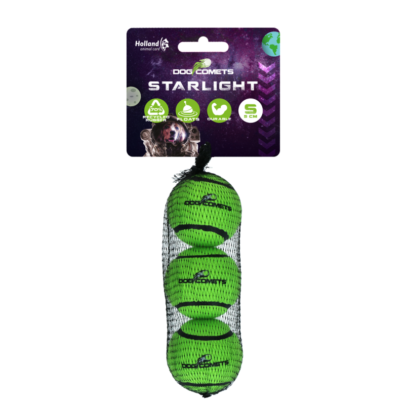 Balle de tennis Dog Comets Starlight S Vert (lot de 3)