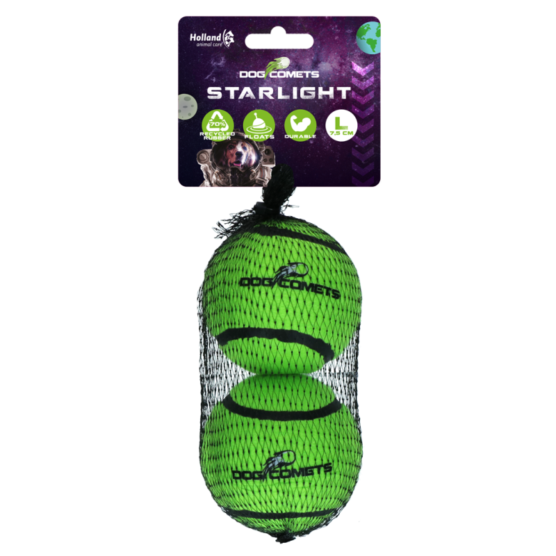 Balle de tennis Dog Comets Starlight L verte (lot de 2)