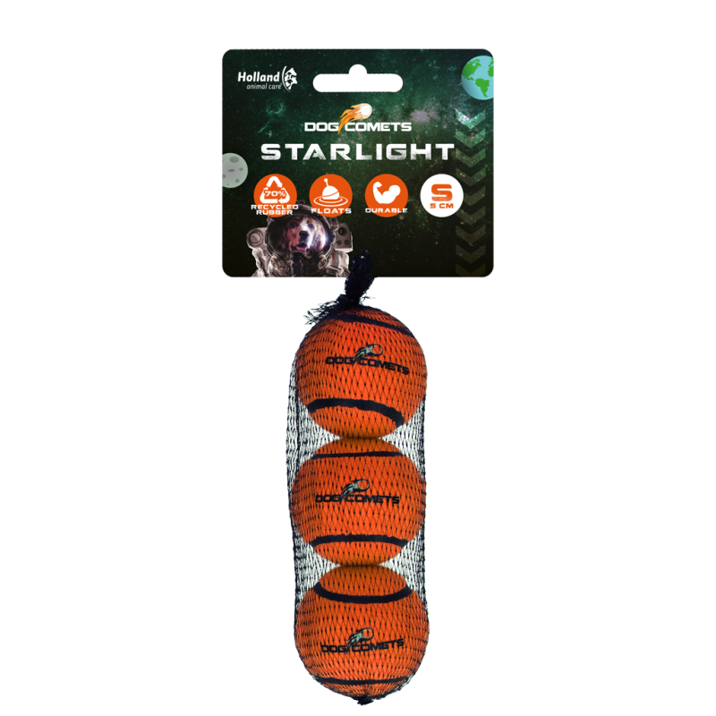 Balle de tennis Dog Comets Starlight S Orange (pack de 3)