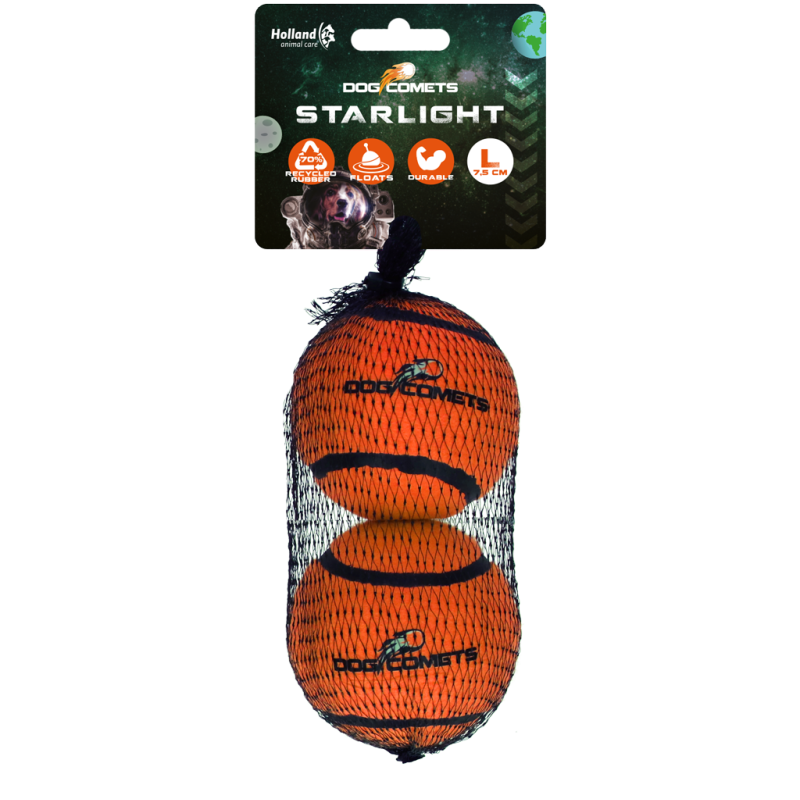 Balle de tennis Dog Comets Starlight L Orange (lot de 2)