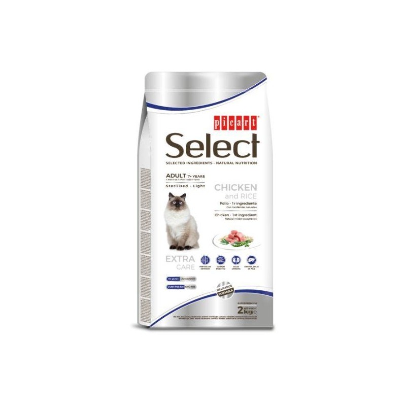 Select Adult 7+ Sterilised light – Poulet & Riz 2kg