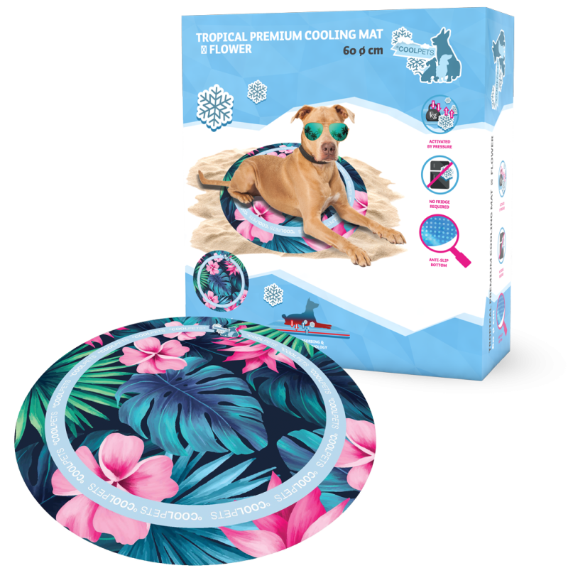 Tapis rafraîchissant CoolPets Tropical Premium en forme de fleur