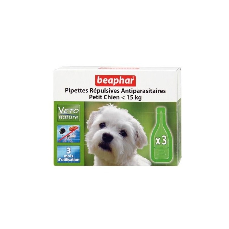 Pipettes répulsives antiparasitaires Vetonature chien moins de 15 kg