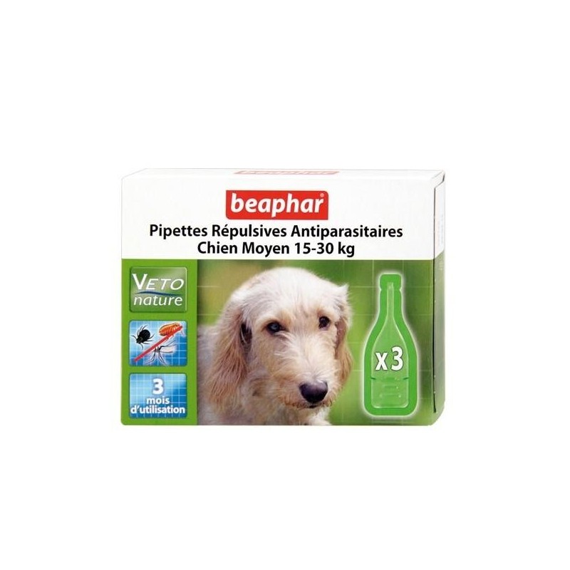 Pipettes répulsives antiparasitaires Vetonature chien 15/30 kg