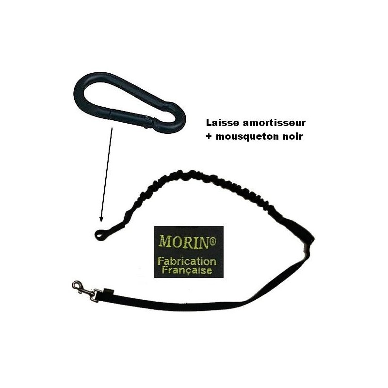 Laisse canicross + mousqueton noir