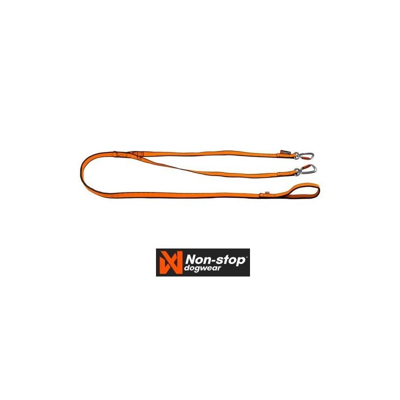 Laisse pour 2 chiens, BUNGEE LEASH 2.0 NON-STOP Dogwear, ligne de trait élastique 2.80 m