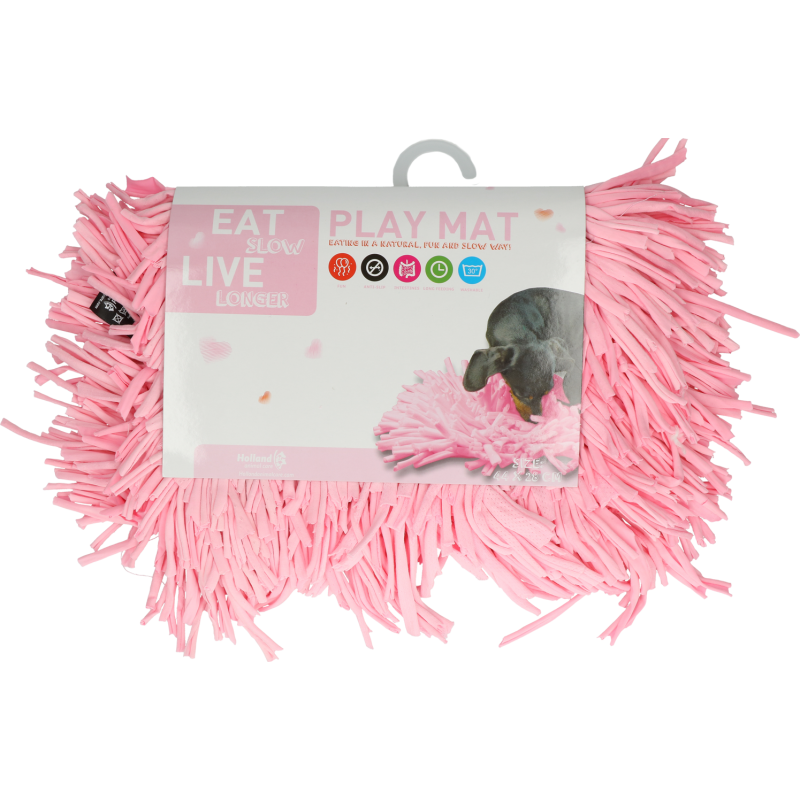 Tapis de jeu rose « Mangez lentement, vivez plus longtemps »