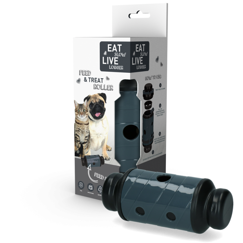 Rouleau pour aliments et friandises Mangez lentement, vivez plus longtemps, gris S