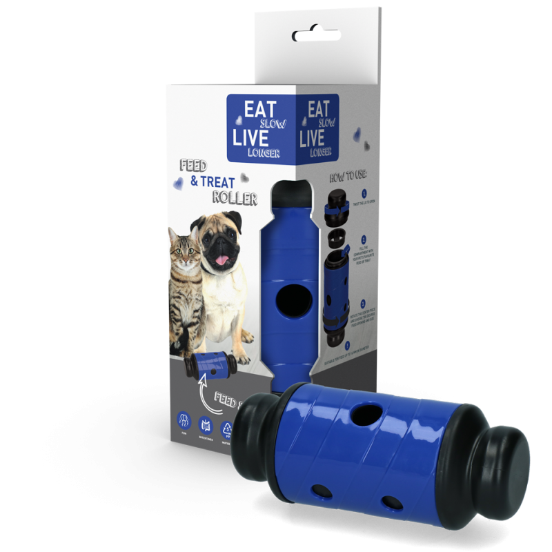 Rouleau pour nourrir et traiter Eat Slow Live Longtemps Bleu S