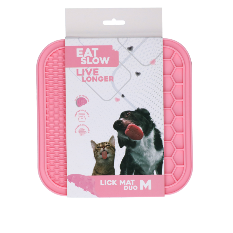 Tapis à lécher Duo M Rose Mangez lentement Vivez plus longtemps