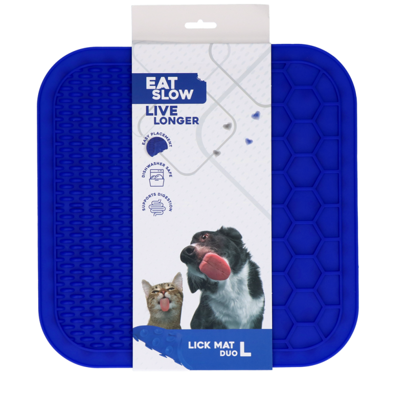 Tapis à lécher Eat Slow Live Longer Duo L Bleu