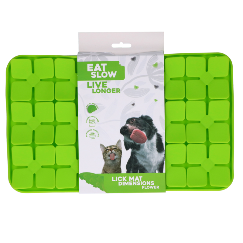 Mangez lentement, vivez plus longtemps, tapis à lécher, dimensions, fleur verte