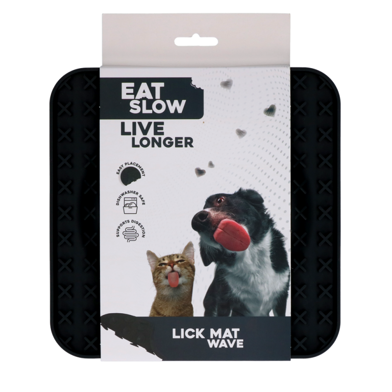 Tapis à lécher Wave Grey pour manger lentement et vivre plus longtemps