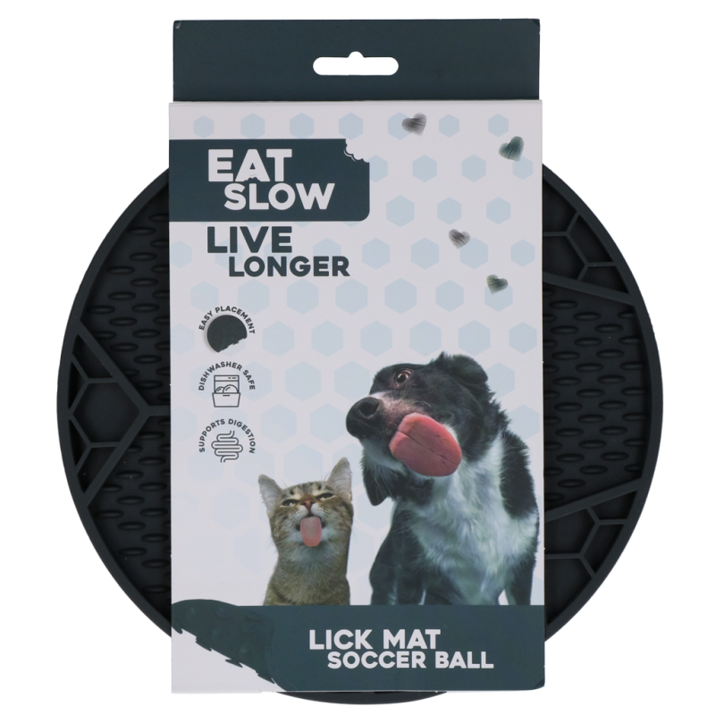 Tapis à lécher pour manger lentement et vivre plus longtemps, ballon de football gris