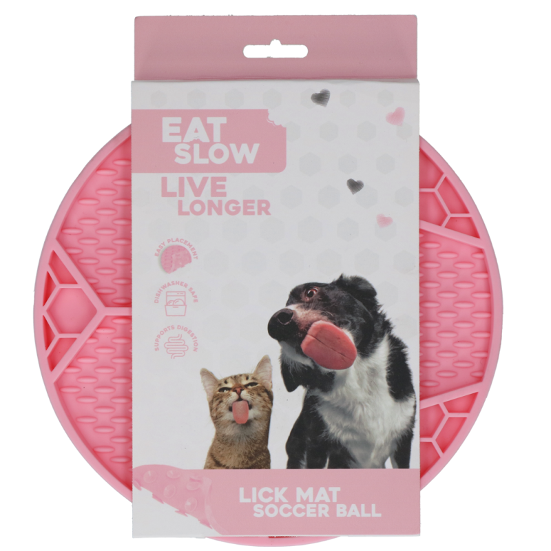 Tapis à lécher pour manger lentement et vivre plus longtemps, ballon de football rose