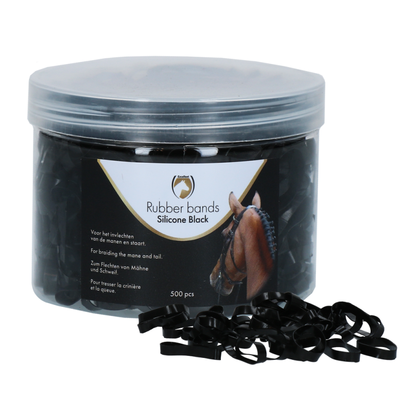 Excellents élastiques en silicone noir pour cheval