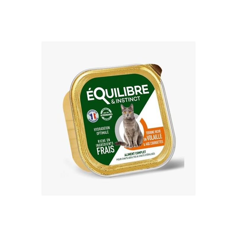 Equilibre et Instinct - Patées pour chat stérilisé, volaille et courgette 85g