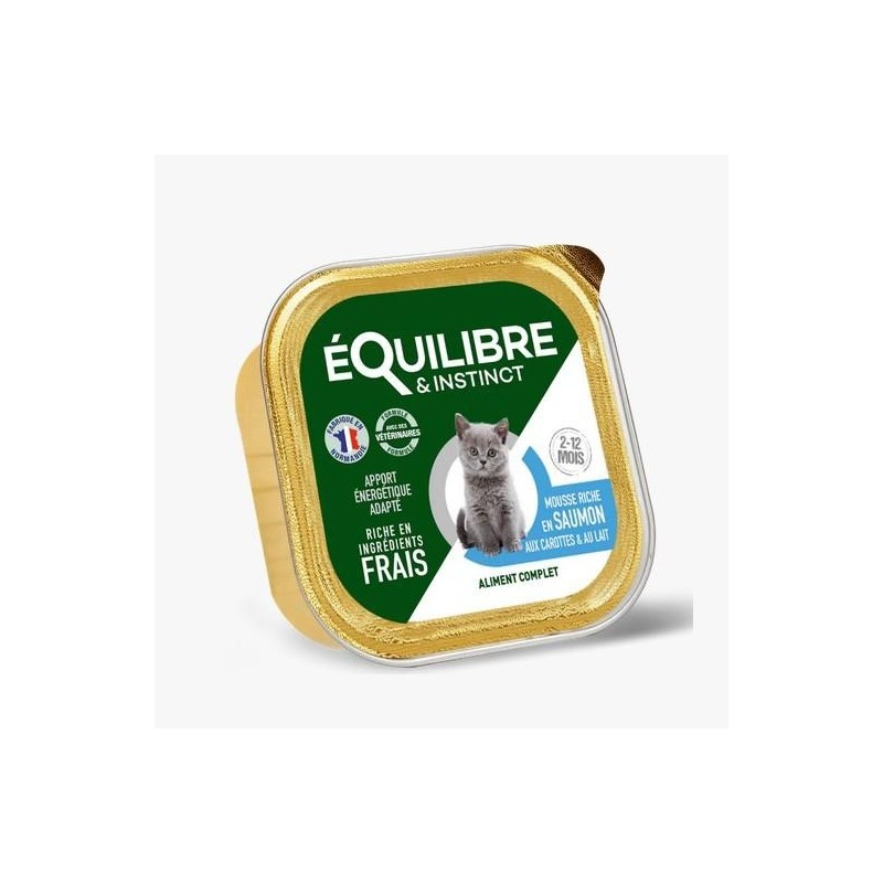 Equilibre et Instinct - Mousses jeune chat, saumon aux carottes 85g