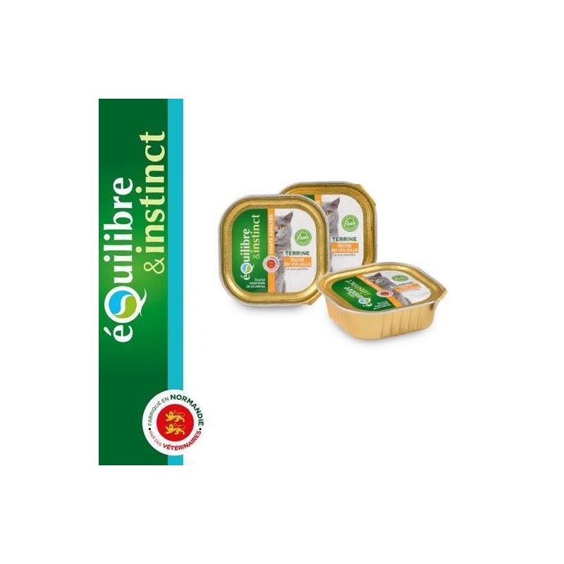 Terrine chat adulte riche en volaille - Equilibre & Instinct 100g