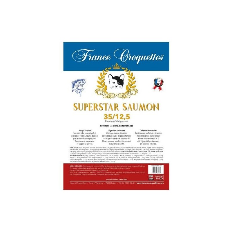 France Croquettes Super Star Saumon pour chat adulte 3kg