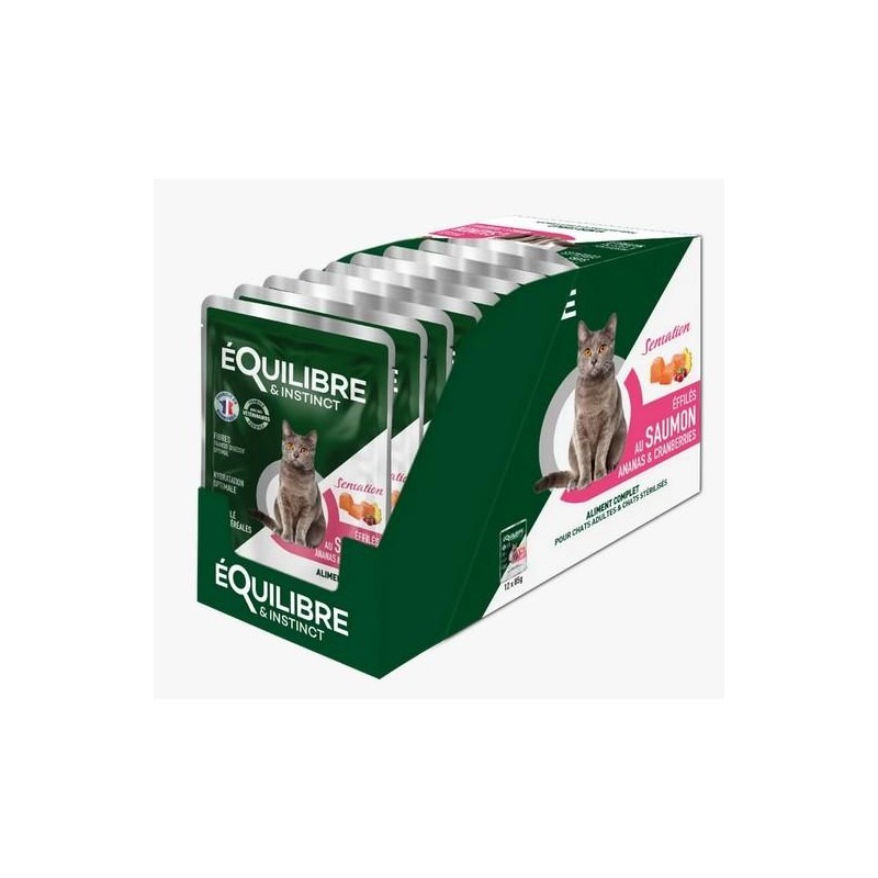 Equilibre et Instinct - Effilés chat, saumon, ananas et cranberries  12 pochons de 85g