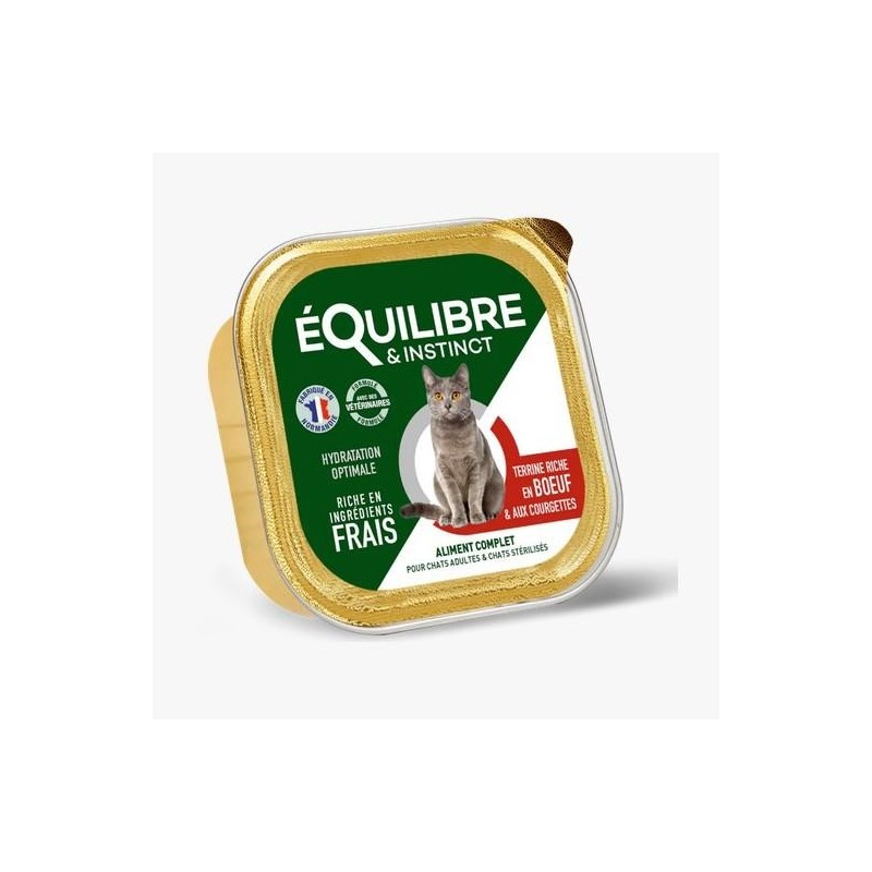 Equilibre et Instinct - Patées pour chat stérilisé, boeuf et courgette 85g