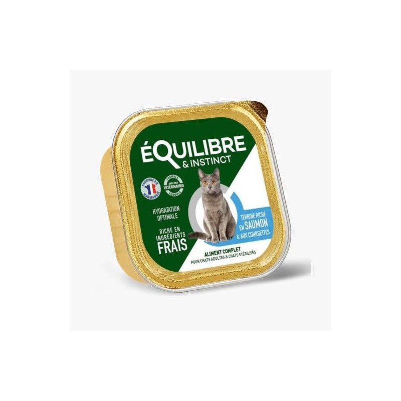 Equilibre et Instinct - Pâtées chat stérilisé, saumon et courgettes 85g