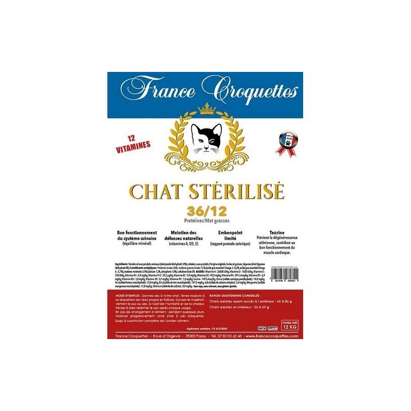 France Croquettes Chat stérilisé 36/12  12kg