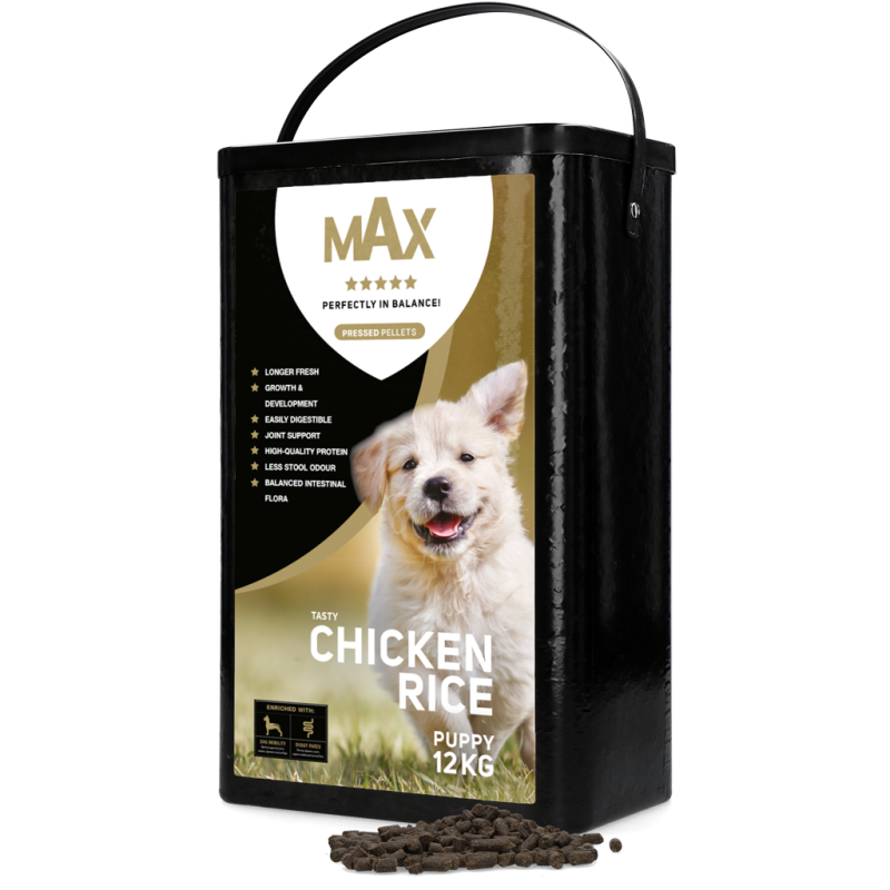 Croquettes pressées Max Puppy Poulet et Riz 12 kg