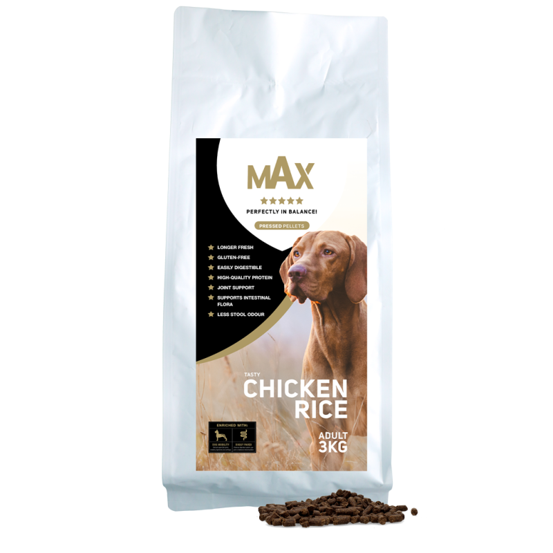 Croquettes pressées Max Adult Poulet et Riz 3 kg