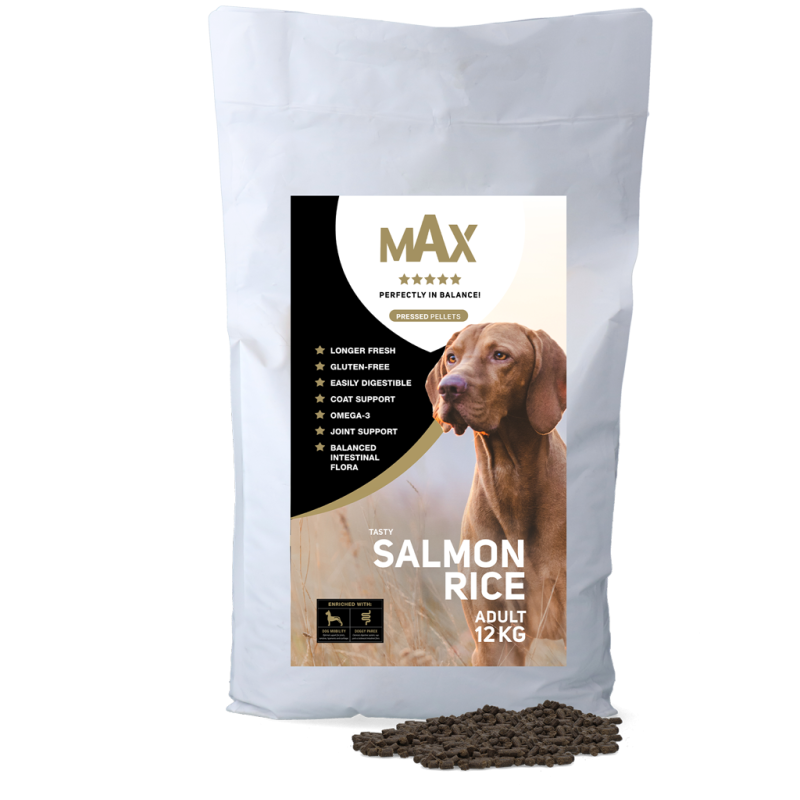 Croquettes pressées Max Adult Saumon et Riz 12 kg
