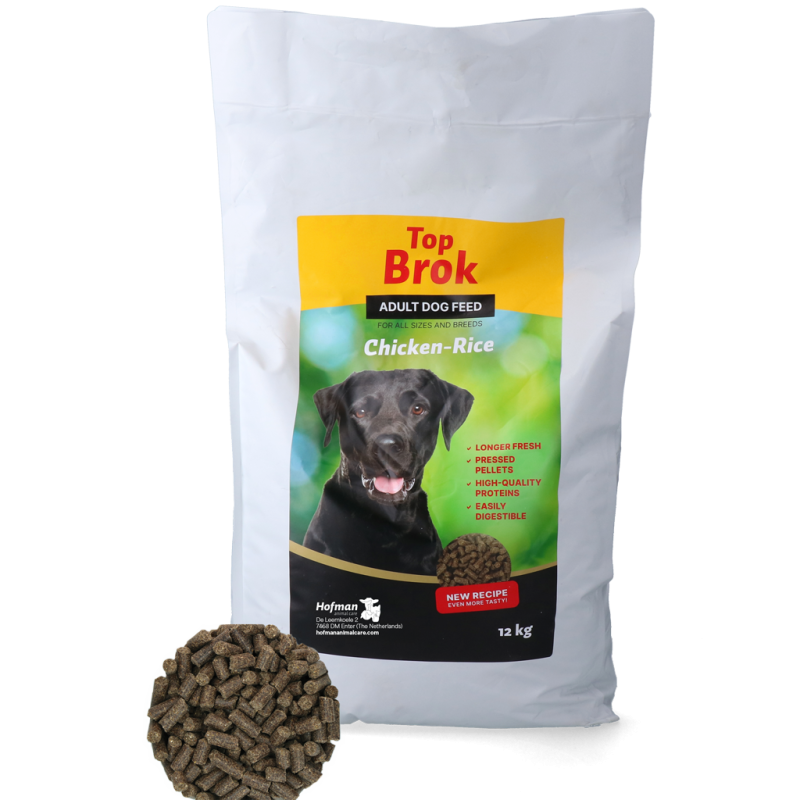 Croquettes pressées pour chien Topbrok Poulet et riz 12 kg