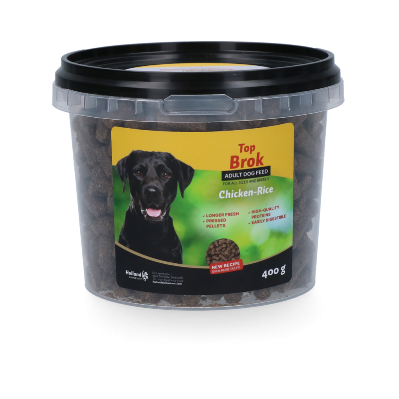 Croquettes pressées pour chien Topbrok Poulet et riz 400 g