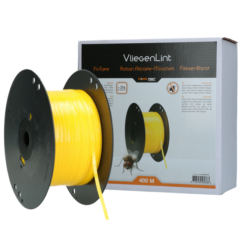 Rouleau de ruban anti-mouches Knock Pest de rechange, 400 m, jaune