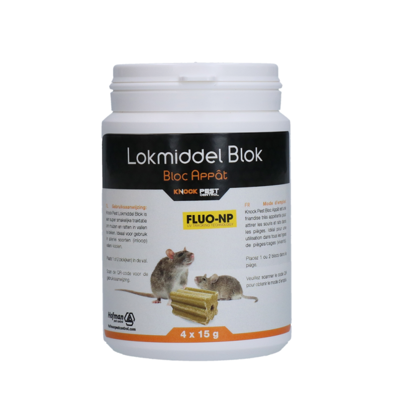 Knock Pest Traktatie Block pour muis&rat Fluo-NP 4 x 15 g
