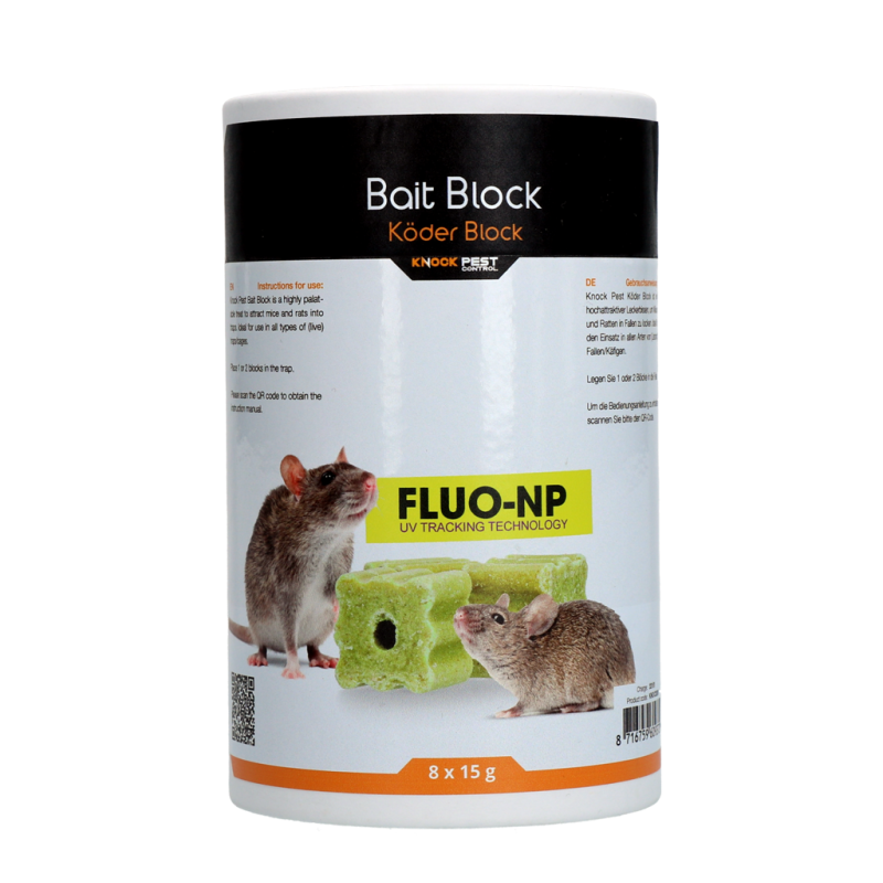 Knock Pest Traktatie Block pour muis&rat Fluo-NP 8 x 15 g