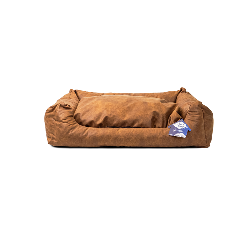 Panier pour chien Let's Sleep Sweet Dreams avec coussin L Cognac