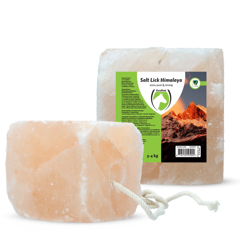 Excellent bloc à lécher pour chevaux Himalaya 3-4 kg (avec corde)