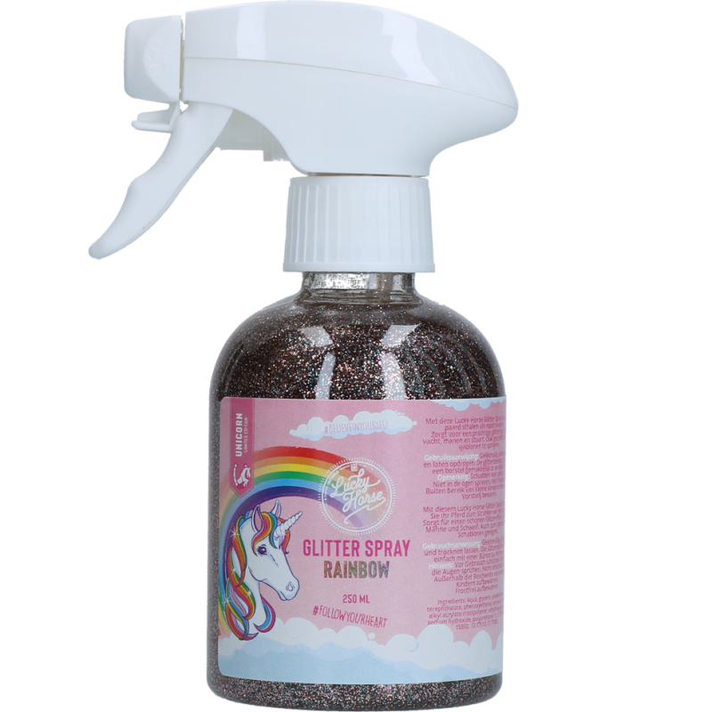 Spray pailleté licorne Lucky Horse arc-en-ciel