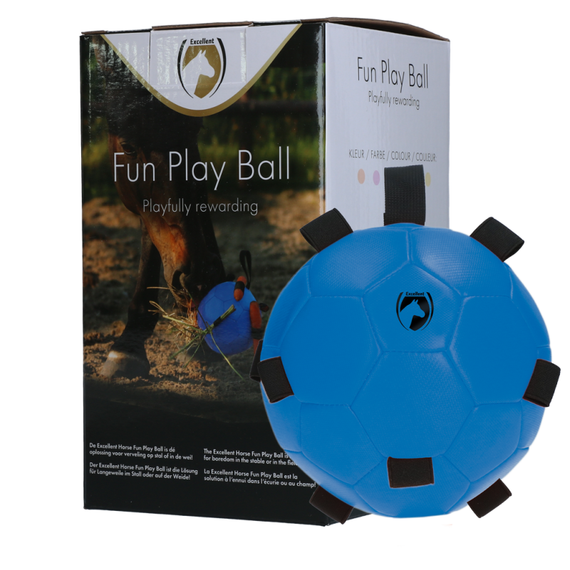Excellente balle de jeu amusante pour chevaux bleue