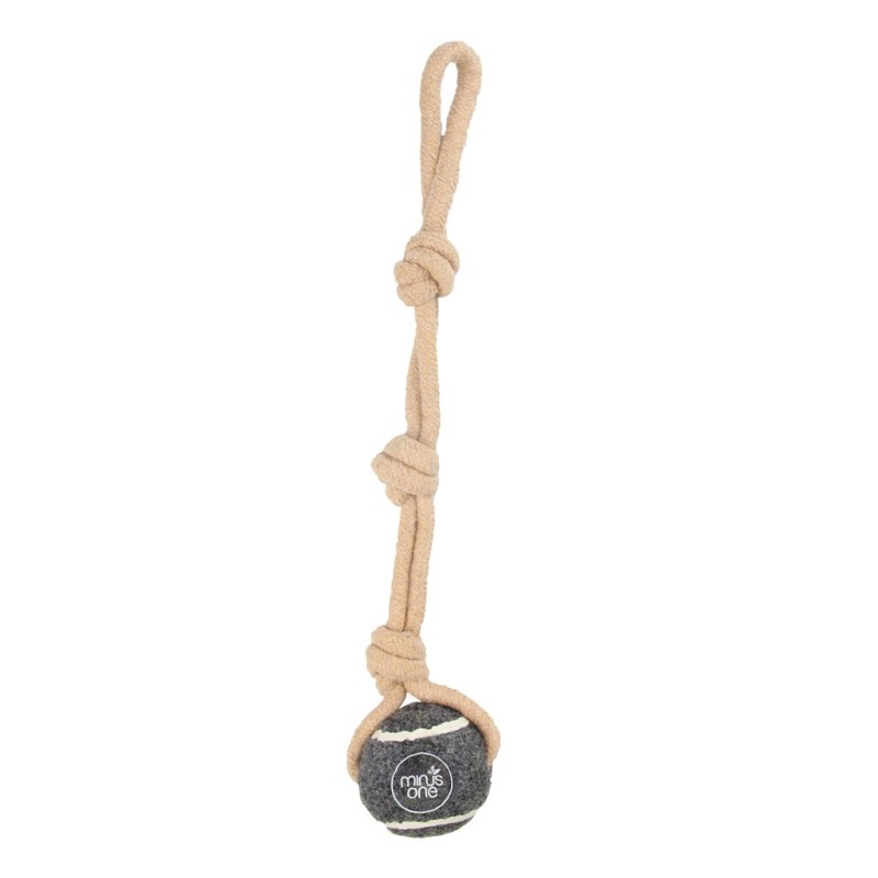 Jouet en corde pour chien Minus One, balle de tennis, gris simple