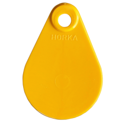 Étiquette de cou blanc jaune