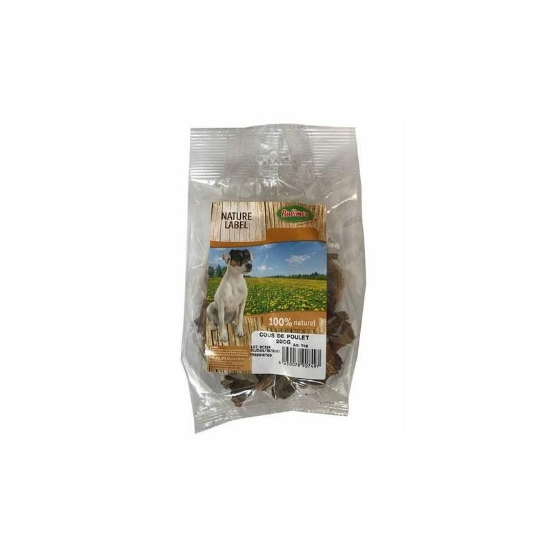 Cous de poulet séchés - Friandise naturelle pour chien 200g