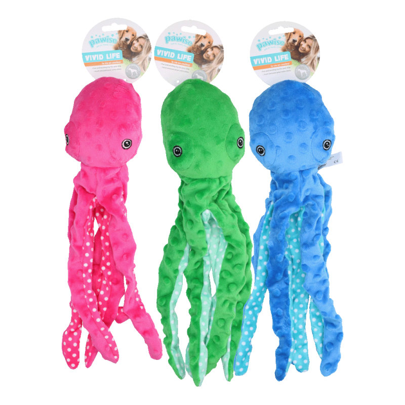 Pieuvre en peluche multicolore Pawise (3 couleurs assorties) L