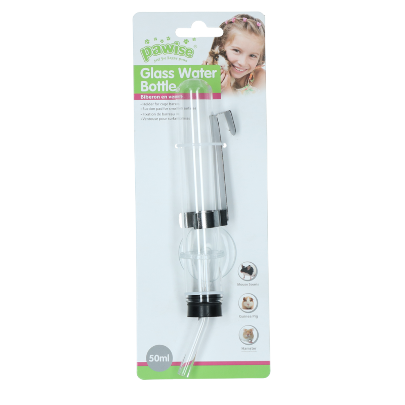 Bouteille d'eau en verre Pawise pour hamster